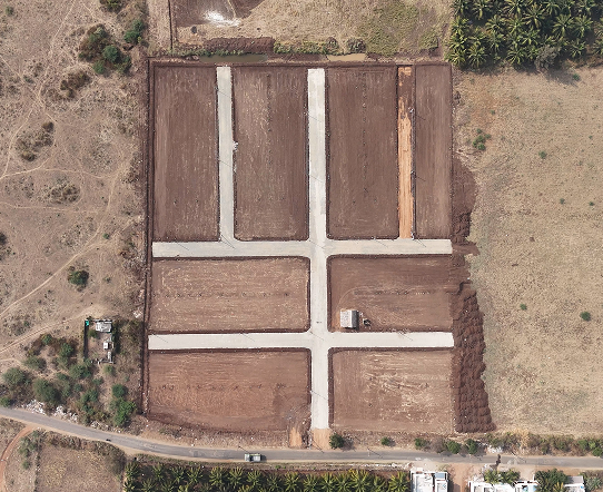 Aerial view showing location and connectivity of Sree Virutcham Nagar